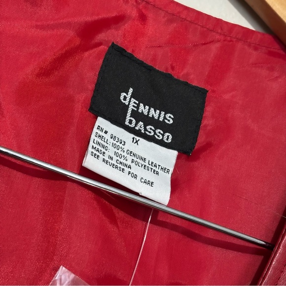 Dennis Basso Red Leather Tuxedo Vest Pockets Size 1X nwt VTG Deadstock - Picture 7 of 7